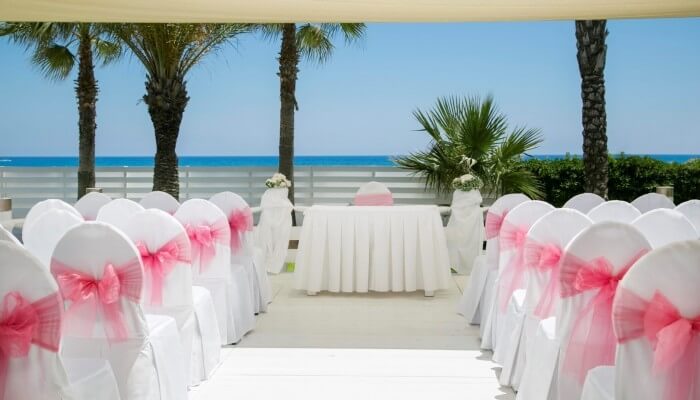 asterias hotel wedding set up