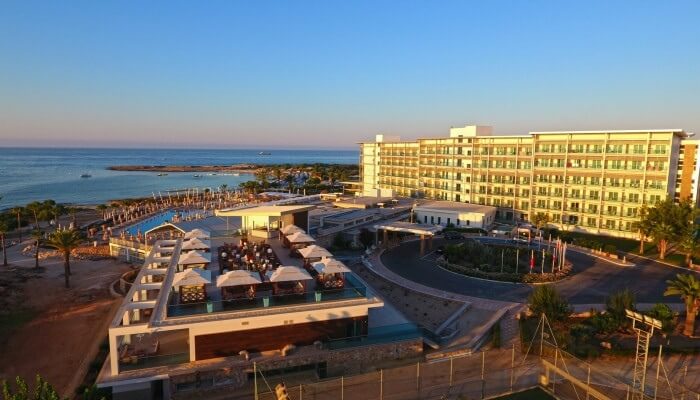 asterias beach hotel front view
