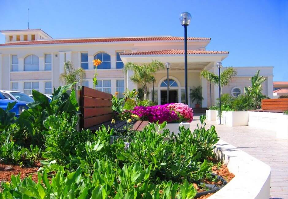 aktea beach hotel colourful flowers cyprus